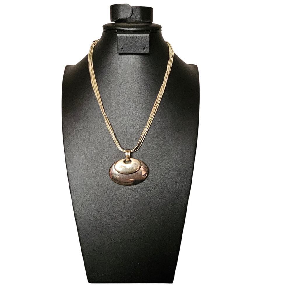 Coastal Gold Tone Multi-Strand Snake Chain Necklace with Shell Shaped Pendant
